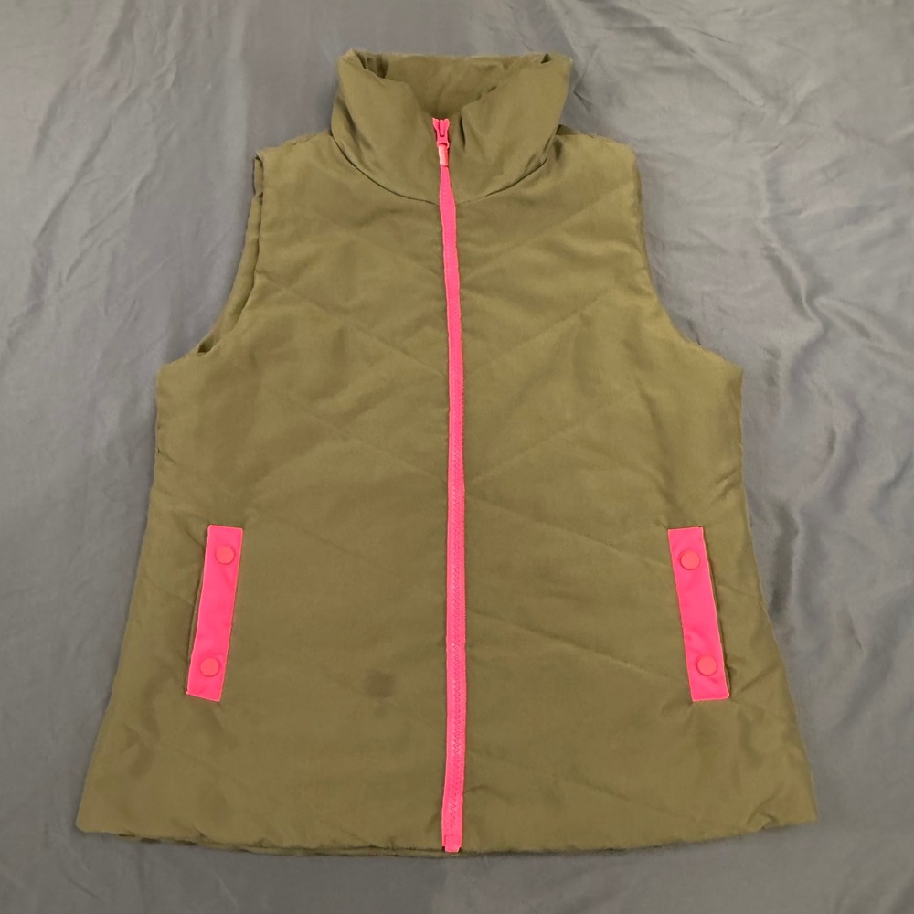 Pirdie Twilight Vest Women's M Olive Green Quilted Puffer Vest Full Zip Pockets